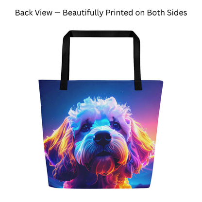Goldendoodle Electric Glow Tote Bag