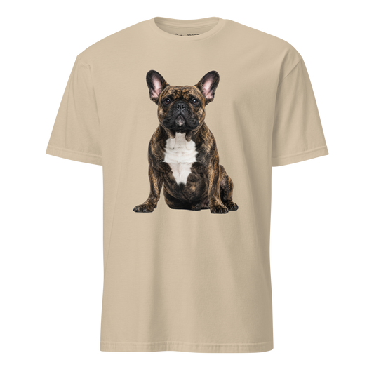Brindle Frenchie Tee in sand – front view