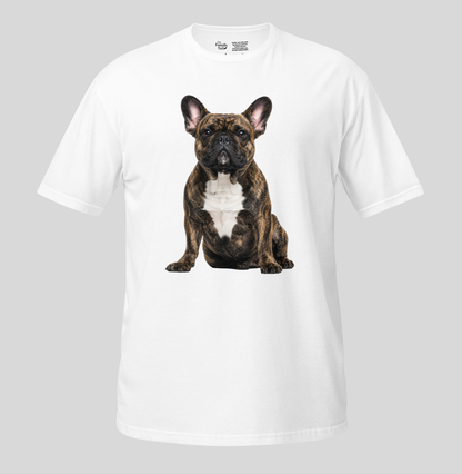Brindle Frenchie Tee in white – front view