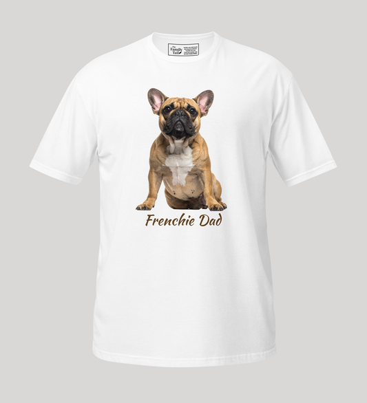 Frenchie Dad tee in white – front view