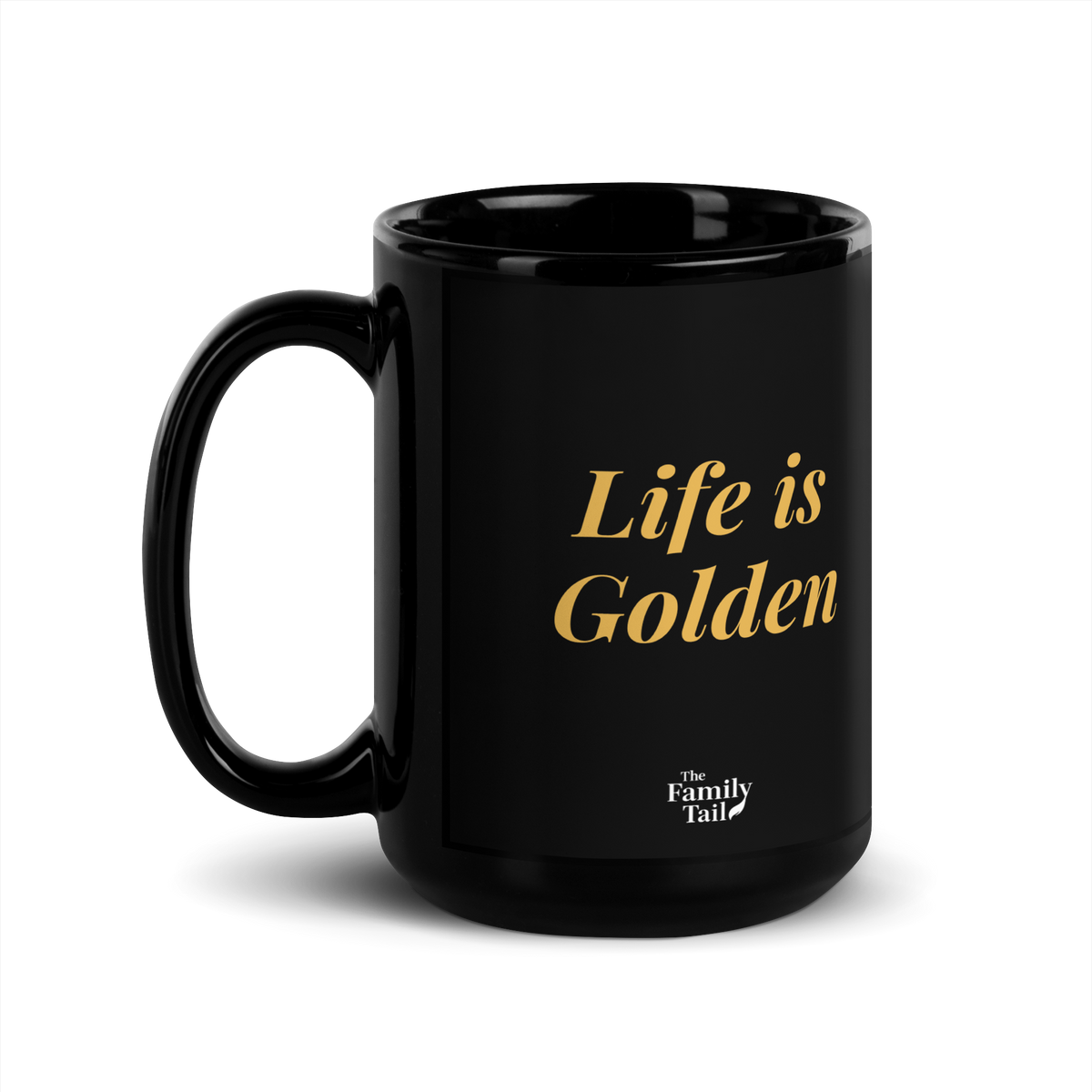 Golden Retriever Black Glossy Mug — Life is Golden