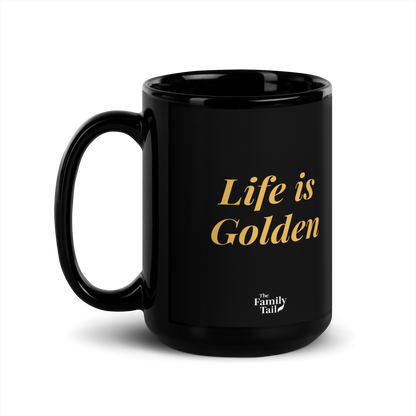 Golden Retriever Black Glossy Mug — Life is Golden