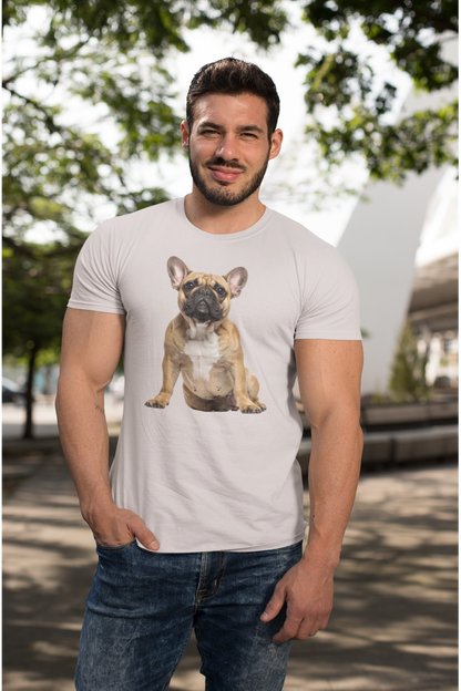 Fawn Frenchie tee in ice gray – front view