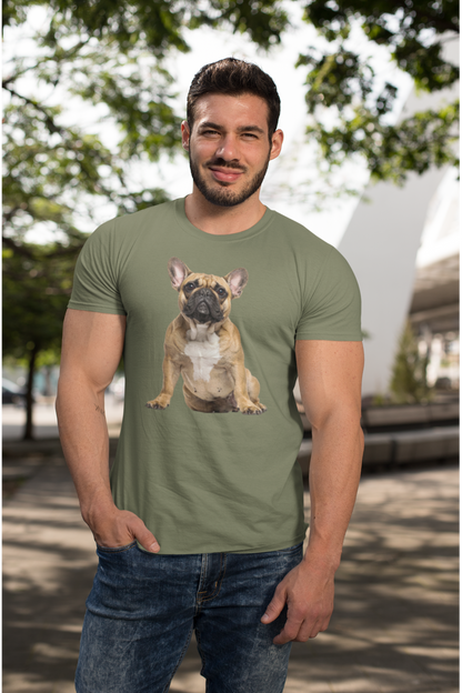 Fawn Frenchie tee in military green – front view