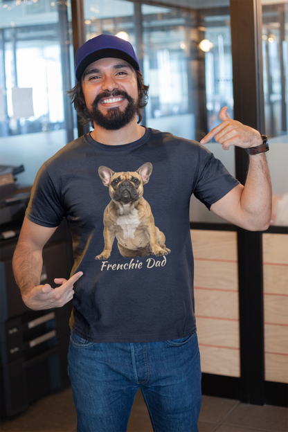 Frenchie Dad tee in navy – front view
