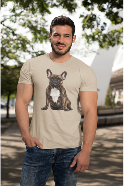 Brindle Frenchie Tee in sand – front view
