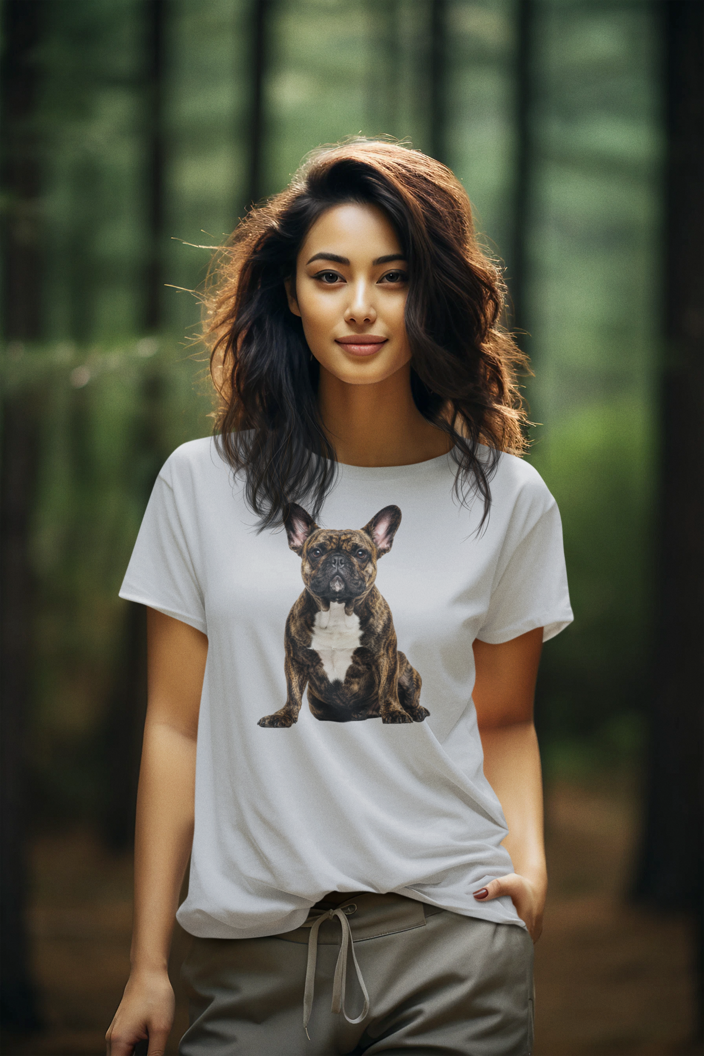 Brindle Frenchie Tee in sport gray – front view