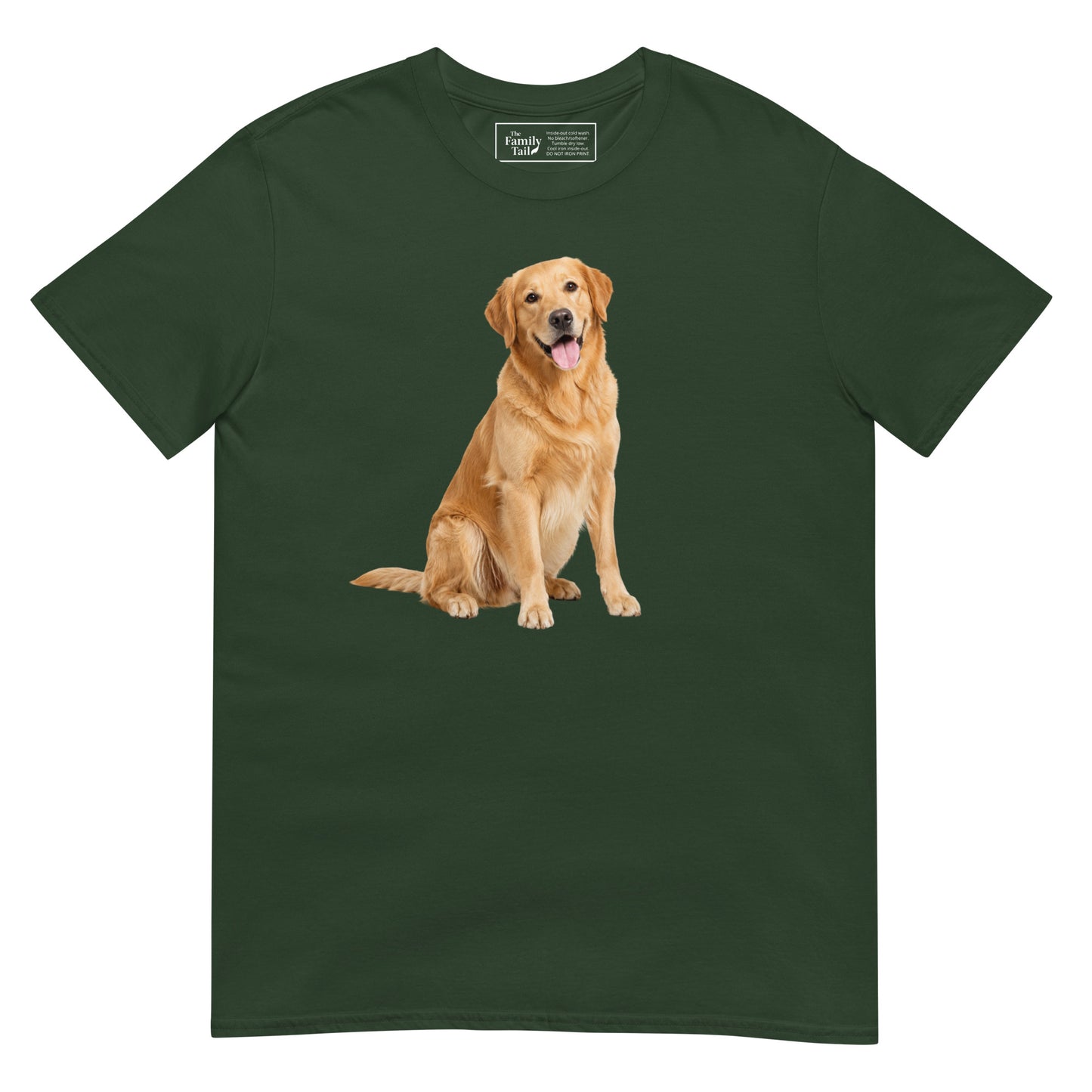 Golden Retriever Tee in Forest Green – front view