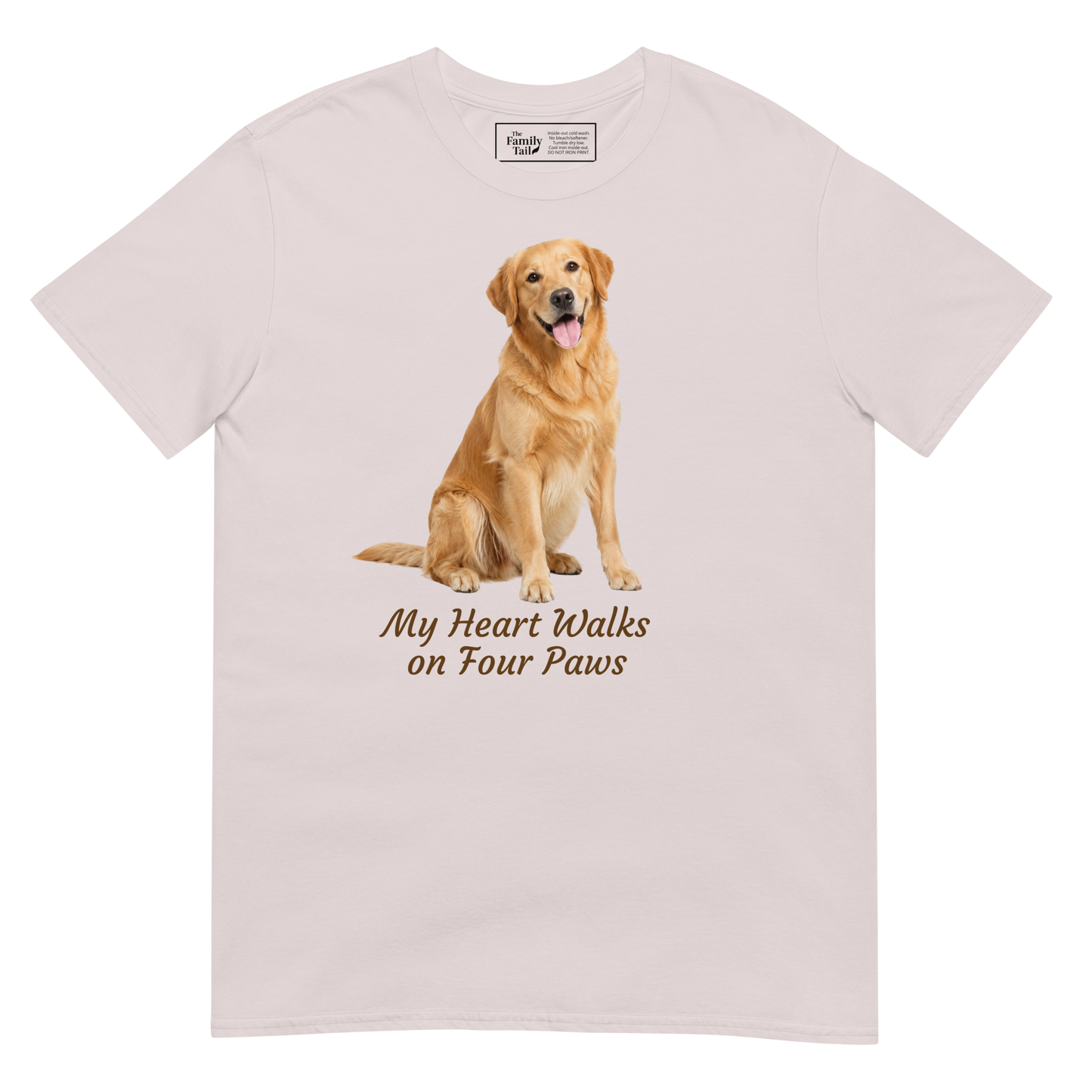 Golden Retriever — My Heart Walks on Four Paws tee in Ice Gray – front view