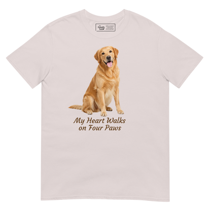 Golden Retriever — My Heart Walks on Four Paws tee in Ice Gray – front view