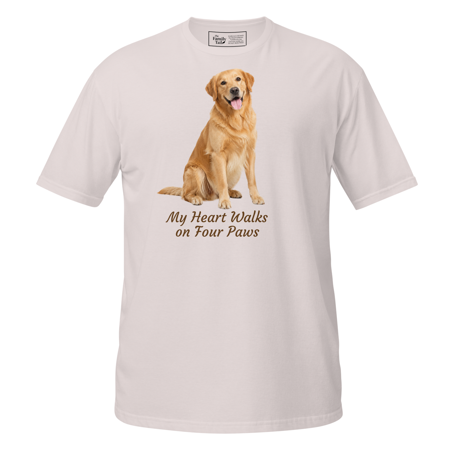 Golden Retriever — My Heart Walks on Four Paws tee in Ice Gray – front view