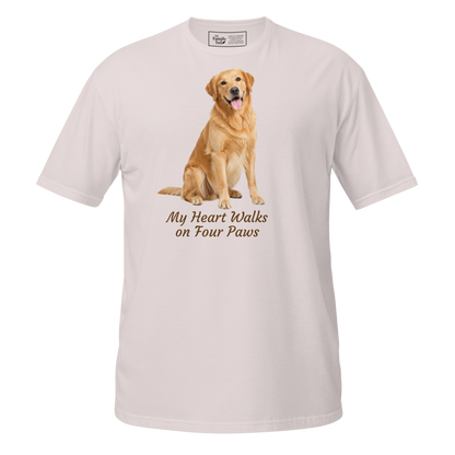 Golden Retriever — My Heart Walks on Four Paws tee in Ice Gray – front view