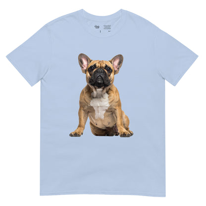 Fawn Frenchie tee in light blue – front view