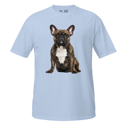 Brindle Frenchie Tee in light blue – front view