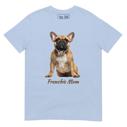 Frenchie Mom tee in light blue – front view