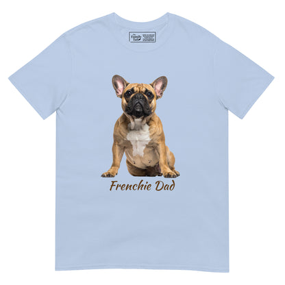 Frenchie Dad tee in light blue – front view