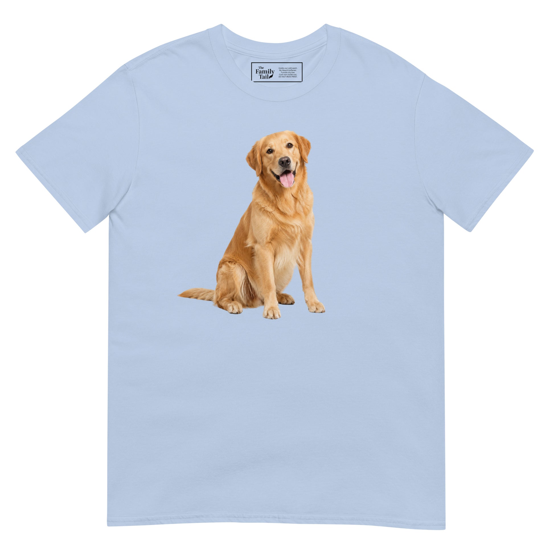 Golden Retriever Tee in Light Blue – front view