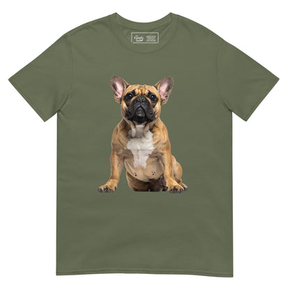 Fawn Frenchie tee in military green – front view