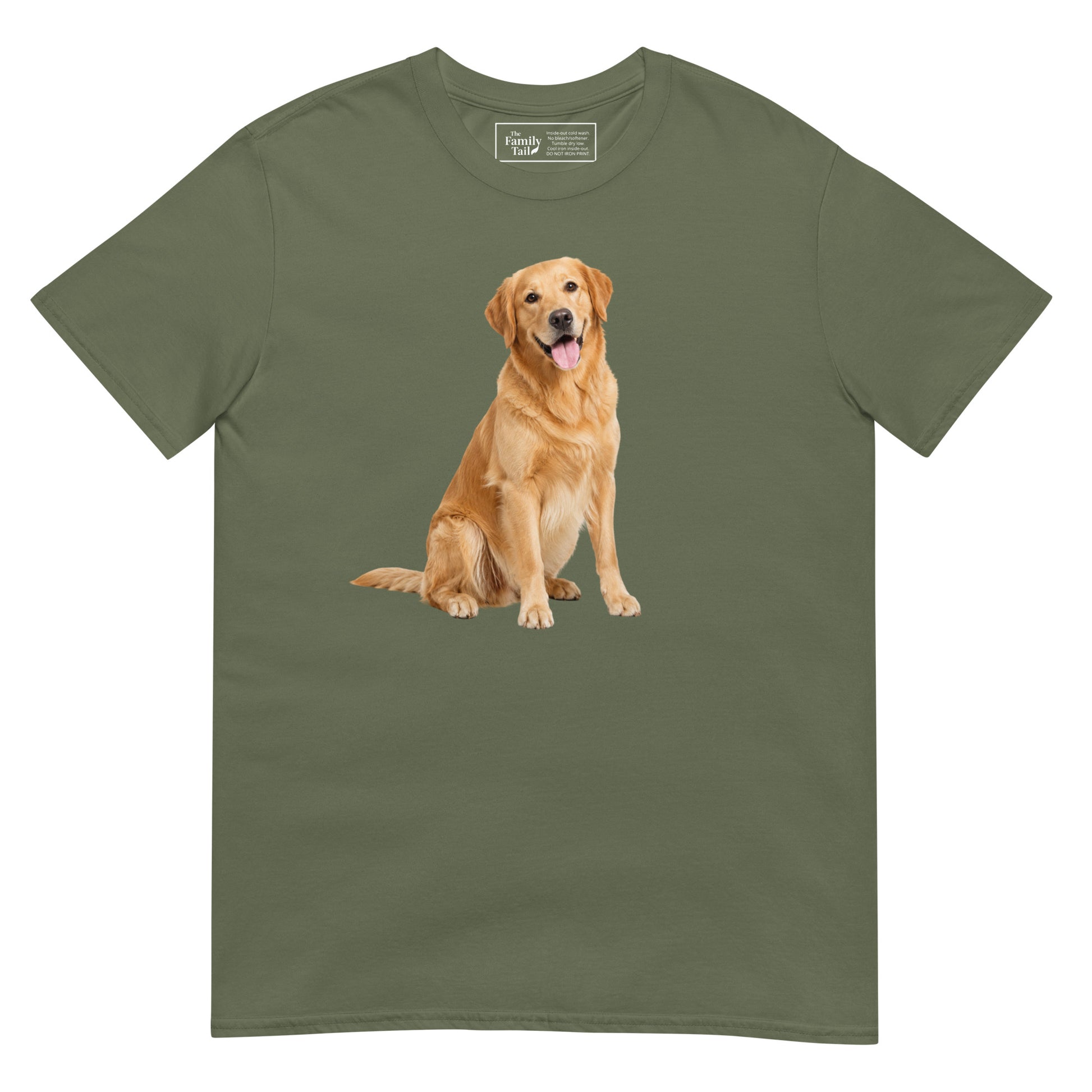 Golden Retriever Tee in Military Green – front view
