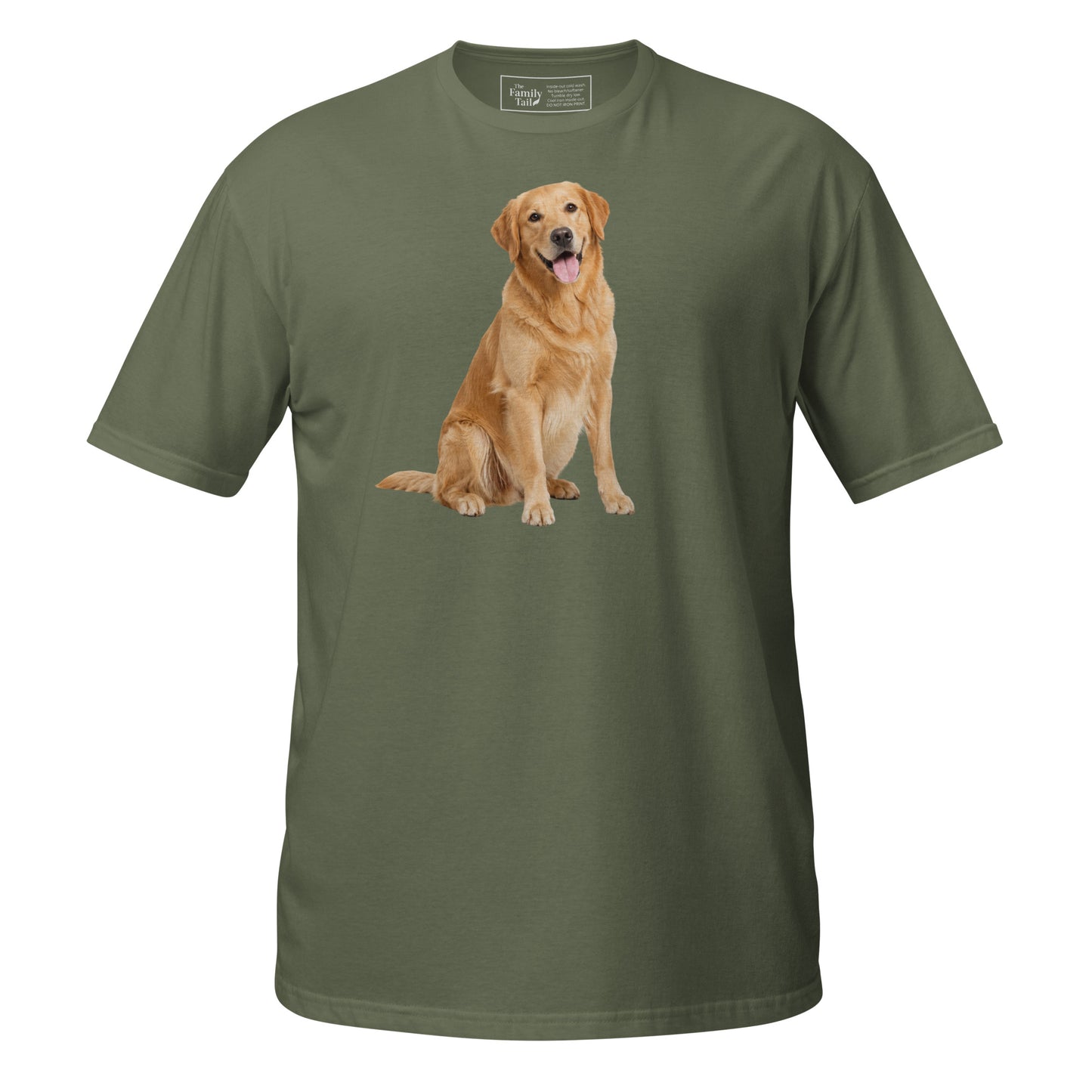 Golden Retriever Tee in Military Green – front view
