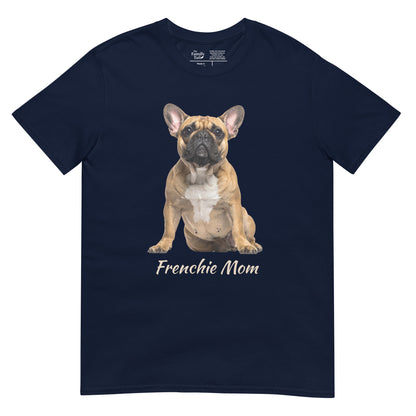 Frenchie Mom tee in navy – front view