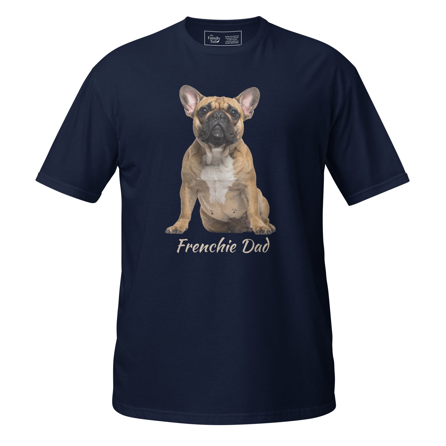 Frenchie Dad tee in navy – front view