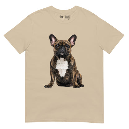Brindle Frenchie Tee in sand – front view