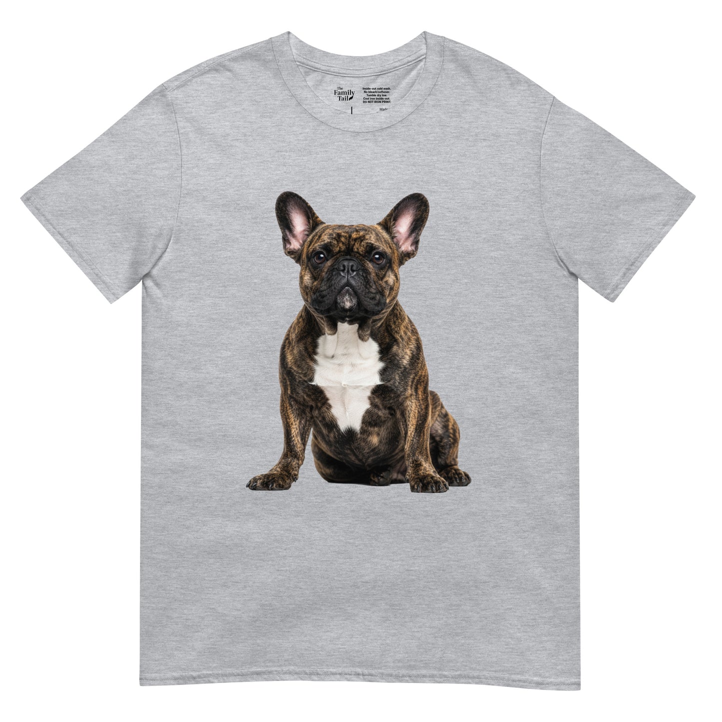 Brindle Frenchie Tee in sport gray – front view