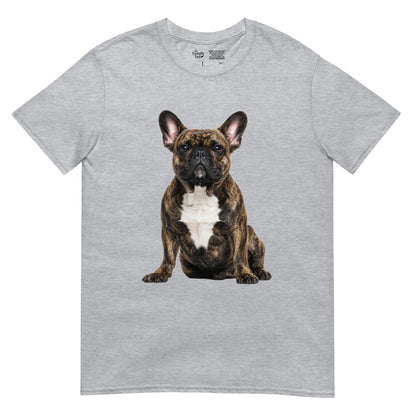 Brindle Frenchie Tee in sport gray – front view
