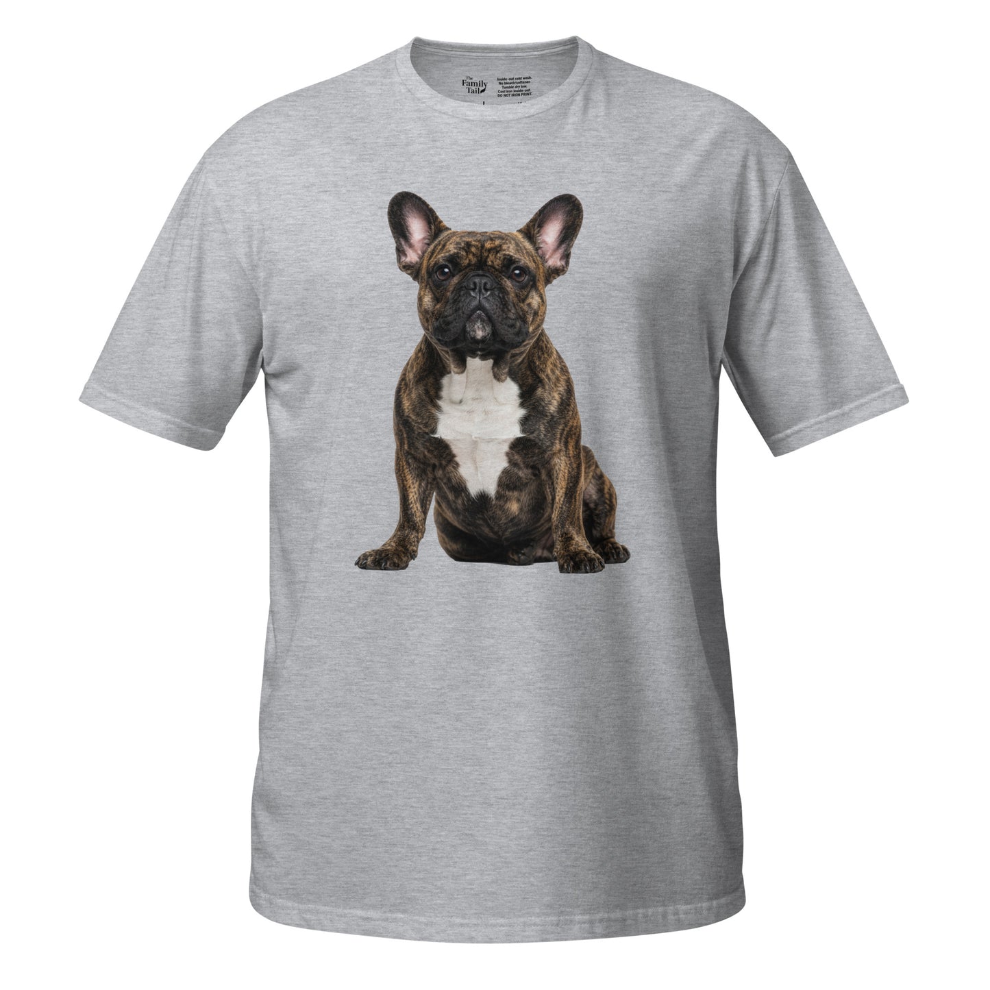 Brindle Frenchie Tee in sport gray – front view