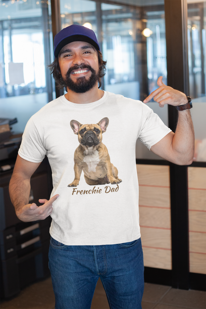 Frenchie Dad tee in white – front view
